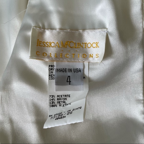 Vintage (80’s with Tags) Jessica McClintock Cream Gold Brocade Sheath Gown Sz 4 - Picture 10 of 13